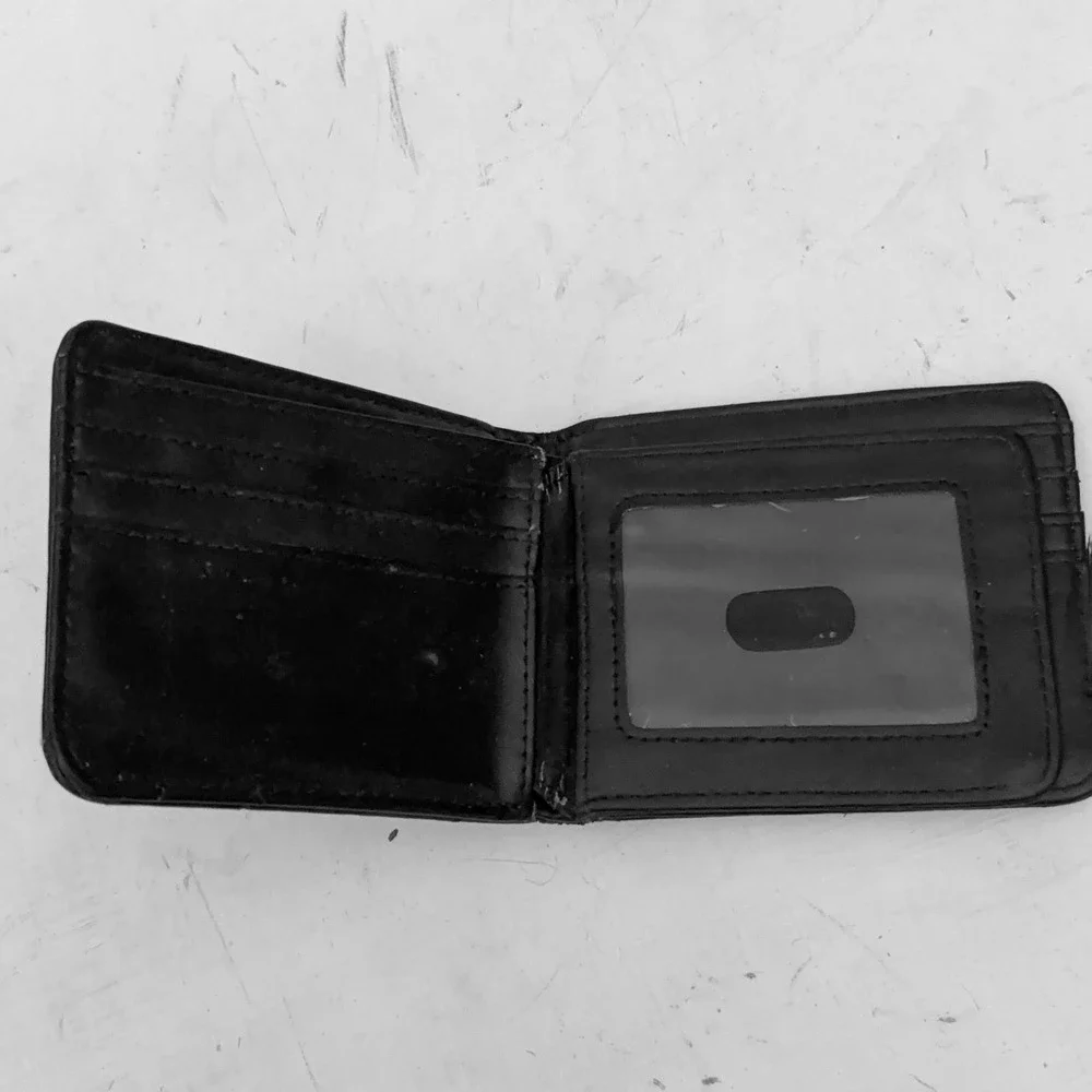 Mens Western Black Ostrich Print Bifold Wallet Studded Horse Head Concho